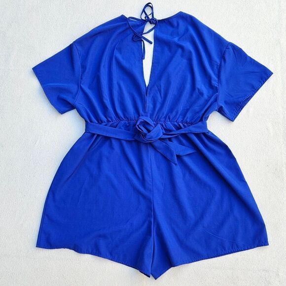 Shein Curve Royal Blue Deep V-Neck Short Sleeve Romper Size 1XL - Picture 12 of 12